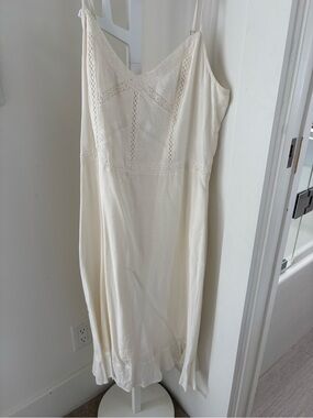 Heartloom Cream Lace-Trim Slip Dress with V-Neck